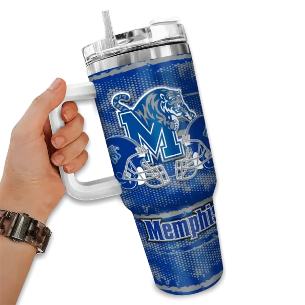 customized memphis tigers honey streaks blue curved tumbler fashion forward.webp