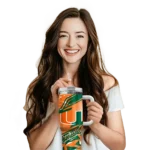 customized miami hurricanes abstract paths orange curved tumbler best selling.webp
