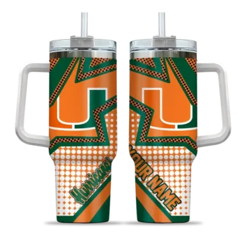 customized miami hurricanes arrow burst orange curved tumbler best selling.webp