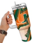 customized miami hurricanes arrow burst orange curved tumbler best selling.webp