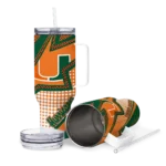 customized miami hurricanes arrow burst orange curved tumbler best selling.webp