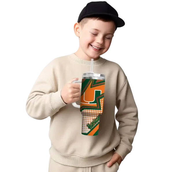 customized miami hurricanes arrow burst orange curved tumbler latest model.webp