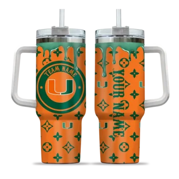 customized miami hurricanes bullseye drips orange curved tumbler best selling.webp