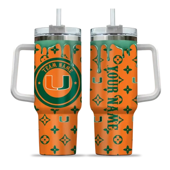 customized miami hurricanes bullseye drips orange curved tumbler best selling.webp