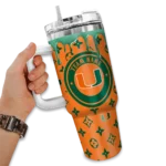 customized miami hurricanes bullseye drips orange curved tumbler best selling.webp