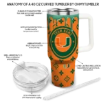 customized miami hurricanes bullseye drips orange curved tumbler best selling.webp