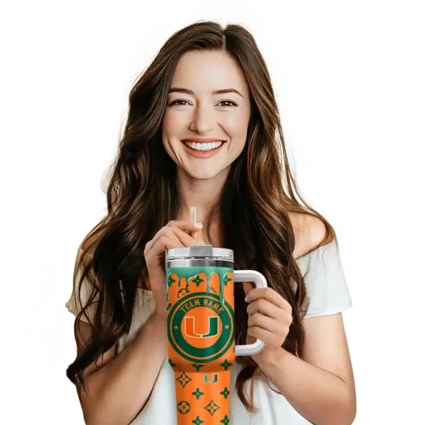 customized miami hurricanes bullseye drips orange curved tumbler premium grade.webp