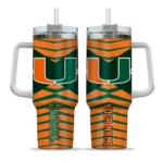 customized miami hurricanes chevron layers orange curved tumbler best selling.webp