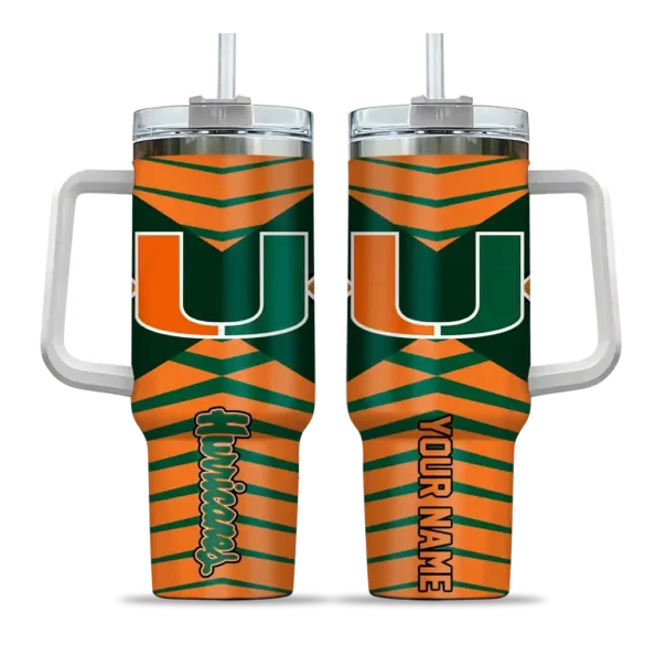 customized miami hurricanes chevron layers orange curved tumbler best selling.webp