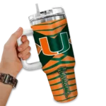 customized miami hurricanes chevron layers orange curved tumbler best selling.webp