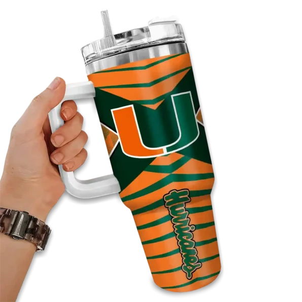 customized miami hurricanes chevron layers orange curved tumbler fashion forward.webp