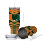 customized miami hurricanes chevron layers orange curved tumbler best selling.webp