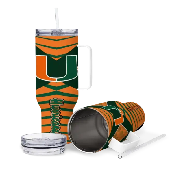 customized miami hurricanes chevron layers orange curved tumbler high quality.webp