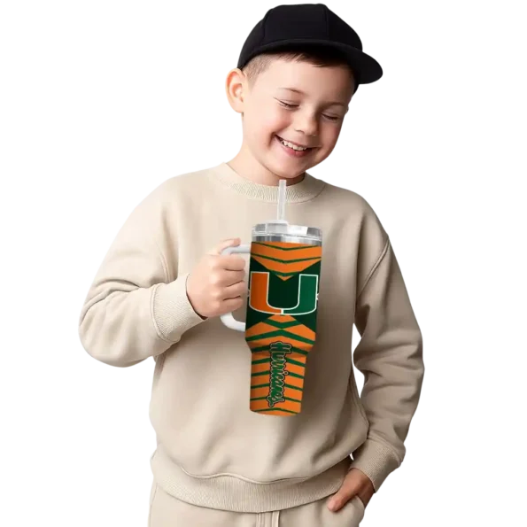 customized miami hurricanes chevron layers orange curved tumbler latest model.webp