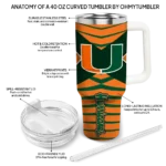 customized miami hurricanes chevron layers orange curved tumbler best selling.webp
