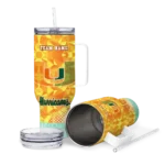 customized miami hurricanes geometric prism orange curved tumbler best selling.webp
