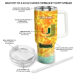customized miami hurricanes geometric prism orange curved tumbler best selling.webp