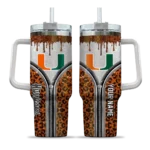 customized miami hurricanes leopard zipper orange curved tumbler best selling.webp