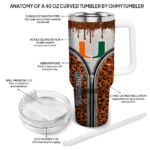customized miami hurricanes leopard zipper orange curved tumbler best selling.webp