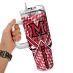 customized miami redhawks chevron angle red curved tumbler best selling.webp