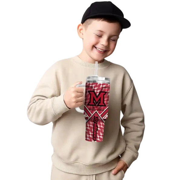 customized miami redhawks chevron angle red curved tumbler latest model.webp