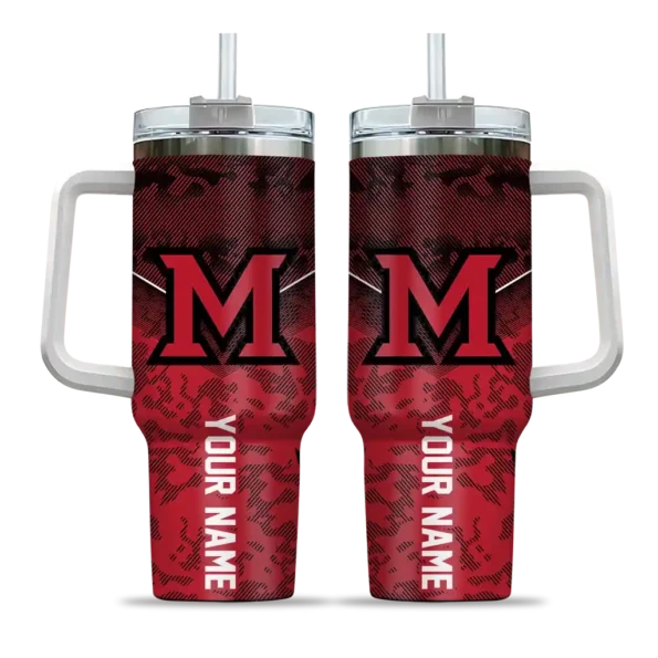 customized miami redhawks chevron stripe red curved tumbler best selling.webp
