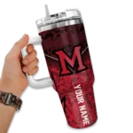 customized miami redhawks chevron stripe red curved tumbler best selling.webp