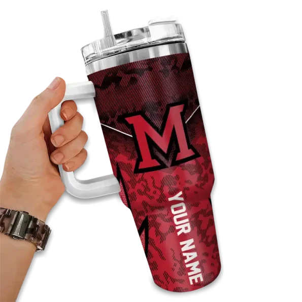 customized miami redhawks chevron stripe red curved tumbler fashion forward.webp