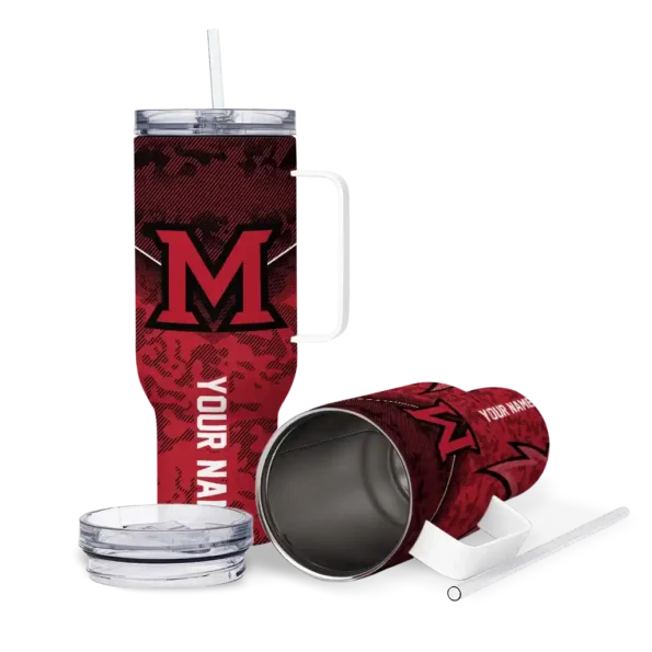 customized miami redhawks chevron stripe red curved tumbler high quality.webp