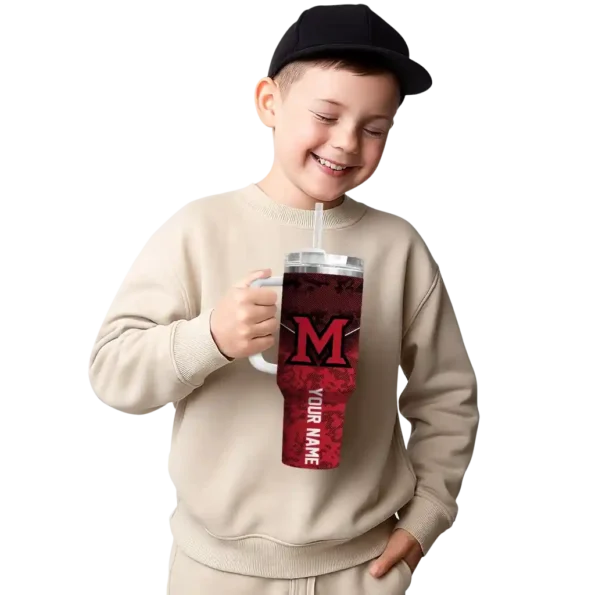 customized miami redhawks chevron stripe red curved tumbler latest model.webp