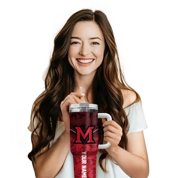 customized miami redhawks chevron stripe red curved tumbler premium grade.webp