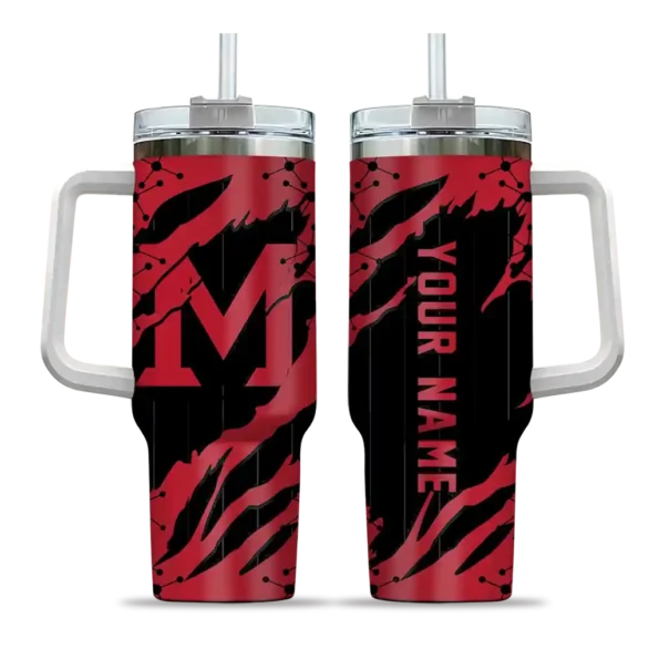 customized miami redhawks claw cut red black curved tumbler best selling.webp