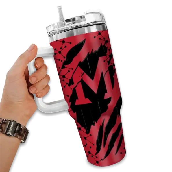 customized miami redhawks claw cut red black curved tumbler fashion forward.webp