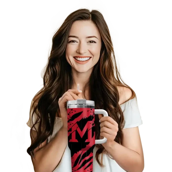 customized miami redhawks claw cut red black curved tumbler premium grade.webp