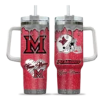 customized miami redhawks heart helmet motif red curved tumbler best selling.webp