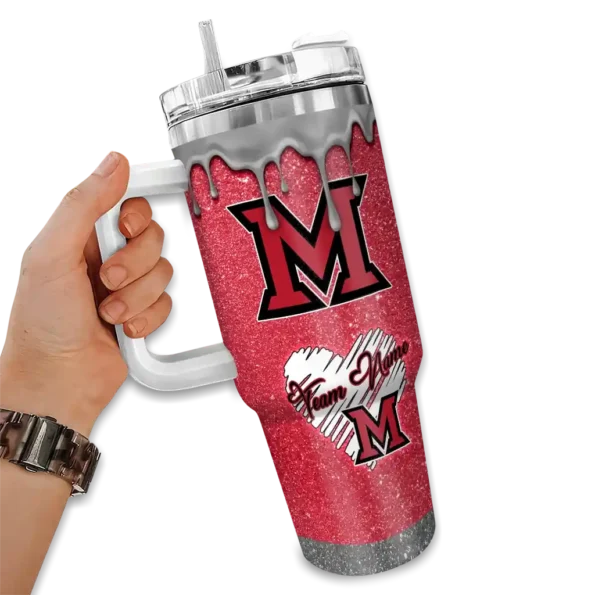 customized miami redhawks heart helmet motif red curved tumbler fashion forward.webp