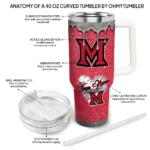 customized miami redhawks heart helmet motif red curved tumbler best selling.webp