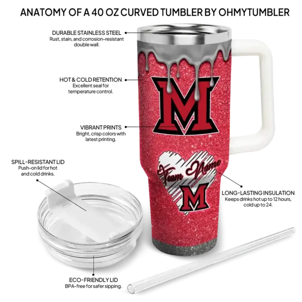 customized miami redhawks heart helmet motif red curved tumbler new arrival.webp