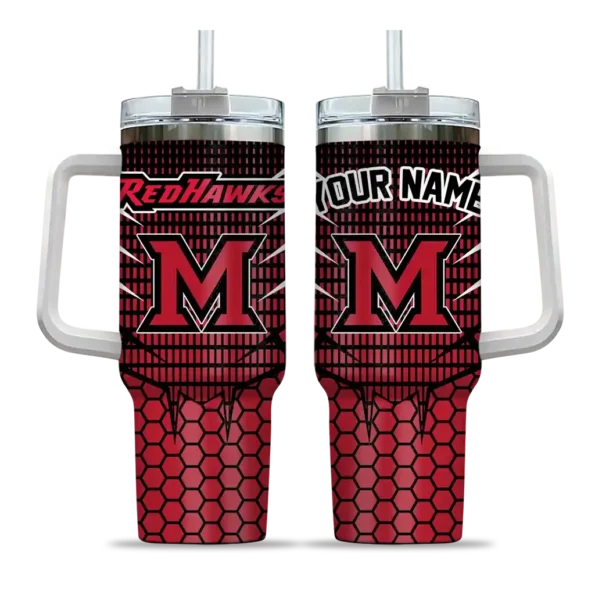 customized miami redhawks hex texture red curved tumbler best selling.webp