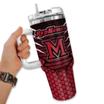 customized miami redhawks hex texture red curved tumbler best selling.webp