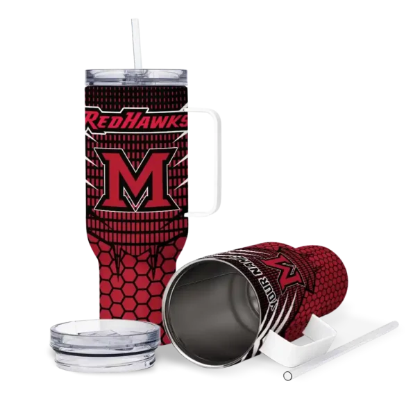 customized miami redhawks hex texture red curved tumbler high quality.webp