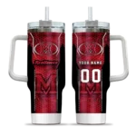 customized miami redhawks hexagon armor red curved tumbler best selling.webp
