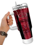 customized miami redhawks hexagon armor red curved tumbler best selling.webp
