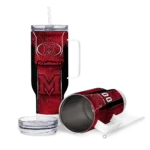 customized miami redhawks hexagon armor red curved tumbler best selling.webp