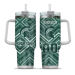 customized michigan state spartans bold diamonds green curved tumbler best selling.webp