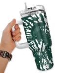 customized michigan state spartans burst swirl green curved tumbler best selling.webp