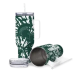 customized michigan state spartans burst swirl green curved tumbler best selling.webp