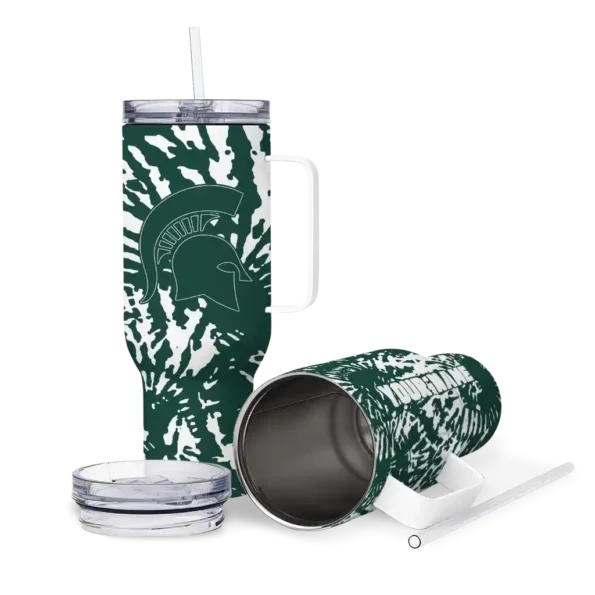 customized michigan state spartans burst swirl green curved tumbler high quality.webp
