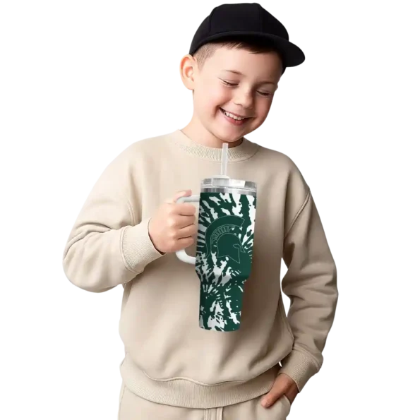 customized michigan state spartans burst swirl green curved tumbler latest model.webp