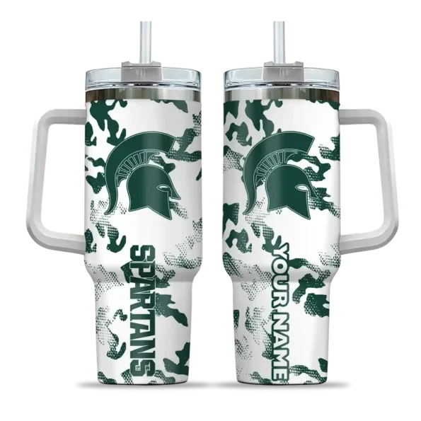 customized michigan state spartans camo mashup green white curved tumbler best selling.webp